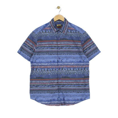 Mens Patterned Shirt Casual Short Sleeve Viscose Cotton