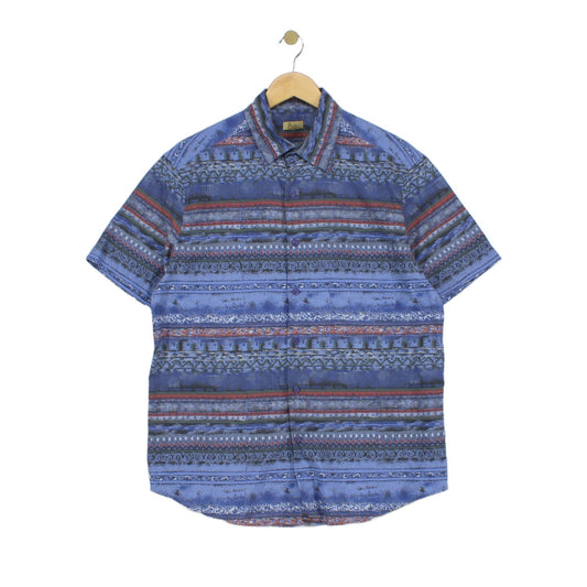 Mens Patterned Shirt Casual Short Sleeve Viscose Cotton