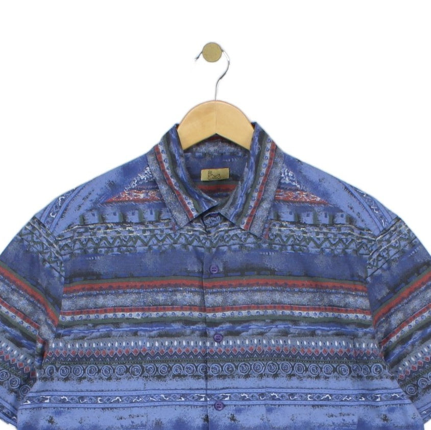 Mens Patterned Shirt Casual Short Sleeve Viscose Cotton