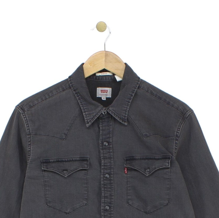 Mens Denim Shirt Stretch Western