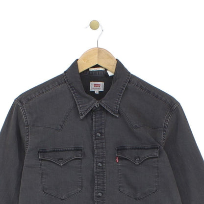 Mens Denim Shirt Stretch Western