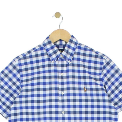 Mens Shirt Short Sleeve Button Down Check