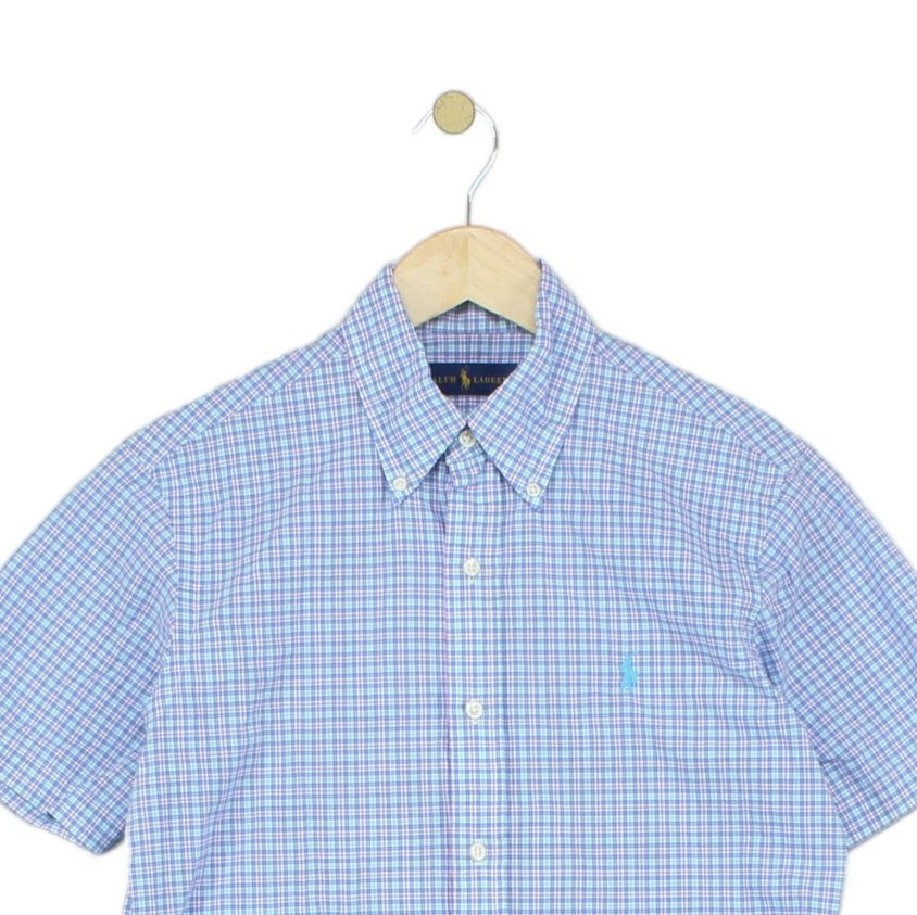 Mens Shirt Gingham Short Sleeve Classic