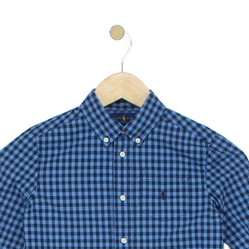 Boys Plaid Shirt Long Sleeve Button Up Check