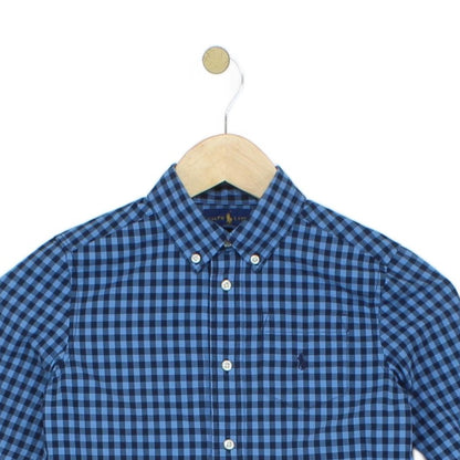 Boys Plaid Shirt Long Sleeve Button Up Check