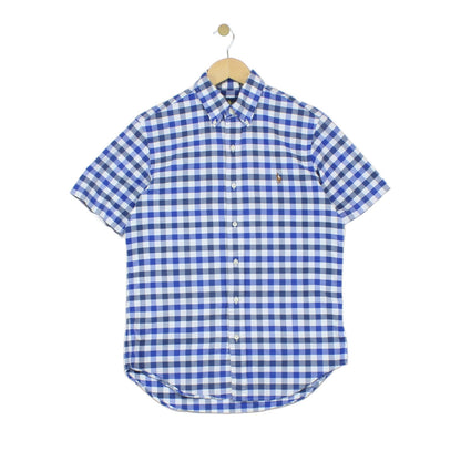 Mens Shirt Short Sleeve Button Down Check