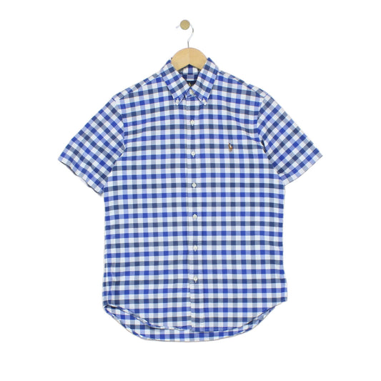Mens Shirt Short Sleeve Button Down Check