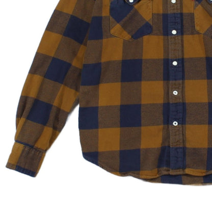 Mens Flannel Plaid Shirt Snap Long Sleeve