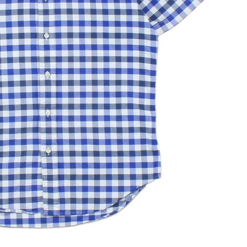 Mens Shirt Short Sleeve Button Down Check