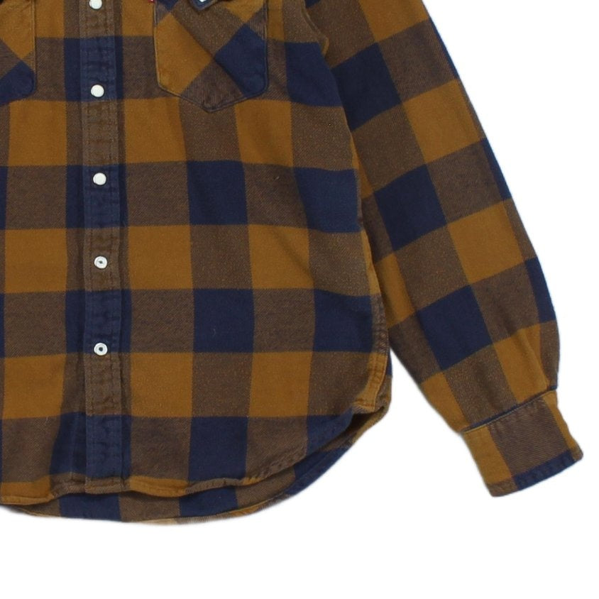 Mens Flannel Plaid Shirt Snap Long Sleeve