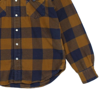 Mens Flannel Plaid Shirt Snap Long Sleeve