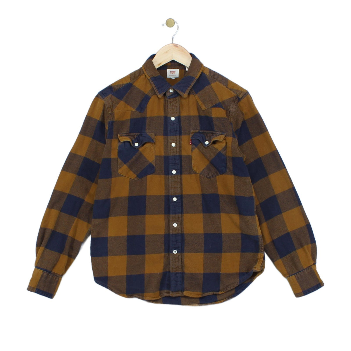 Mens Flannel Plaid Shirt Snap Long Sleeve