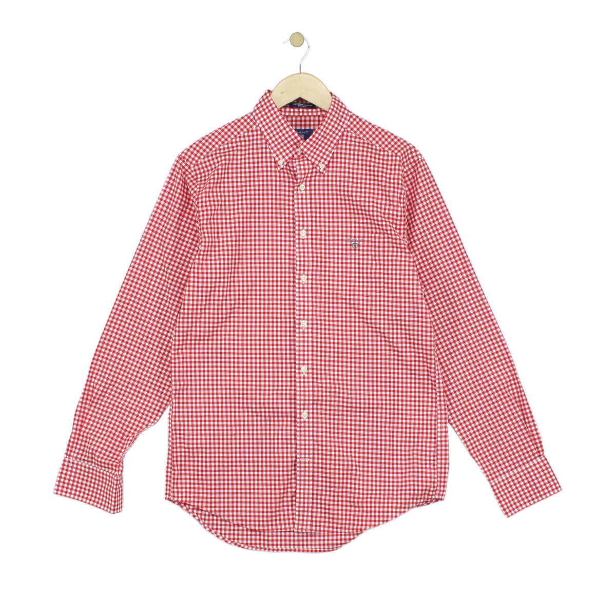 Mens Gingham Check Shirt Regular Fit Cotton