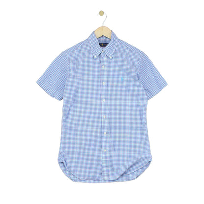 Mens Shirt Gingham Short Sleeve Classic