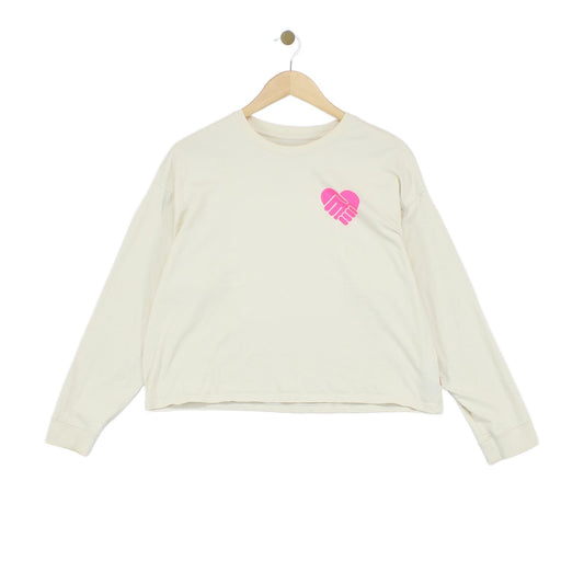 Womens Graphic T-Shirt Heart Long Sleeve Crew Neck