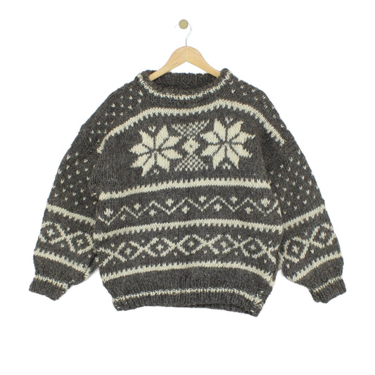 Womens Fair Isle Jumper Chunky Knit Winter