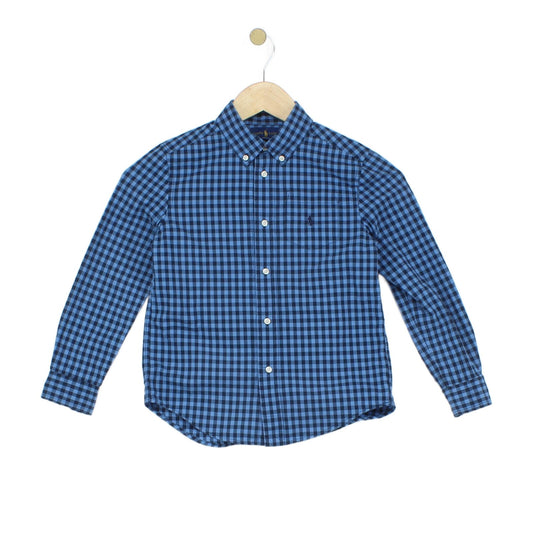 Boys Plaid Shirt Long Sleeve Button Up Check