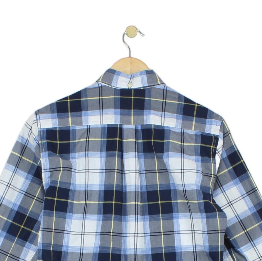 Mens Check Shirt Long Sleeve Button Up Tailored Fit