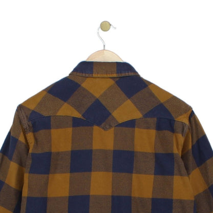 Mens Flannel Plaid Shirt Snap Long Sleeve
