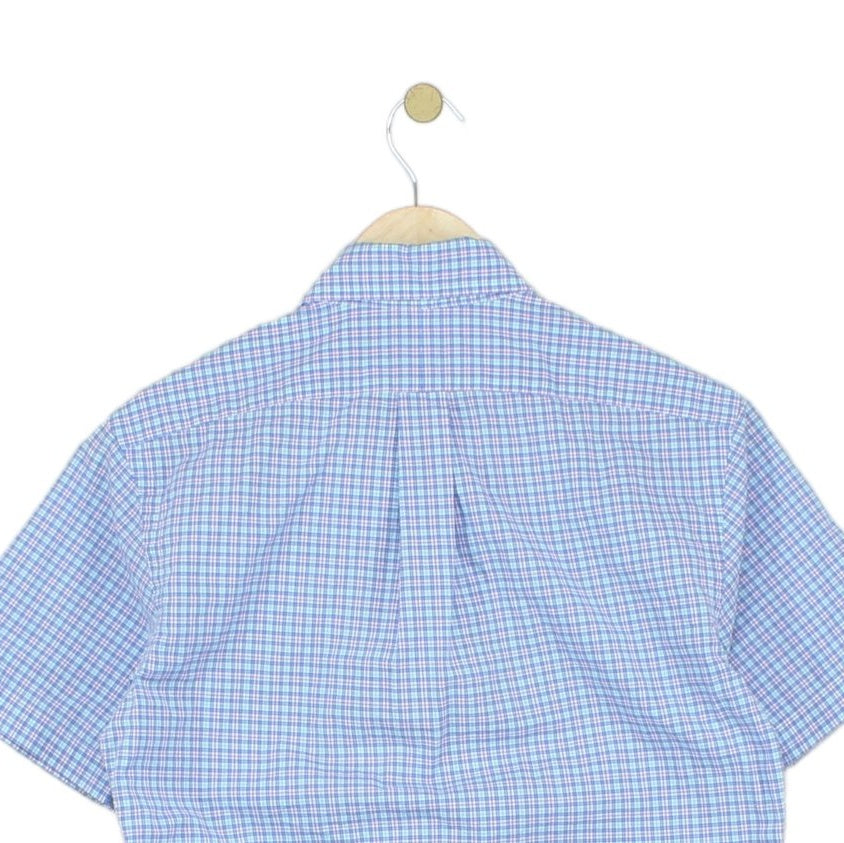 Mens Shirt Gingham Short Sleeve Classic