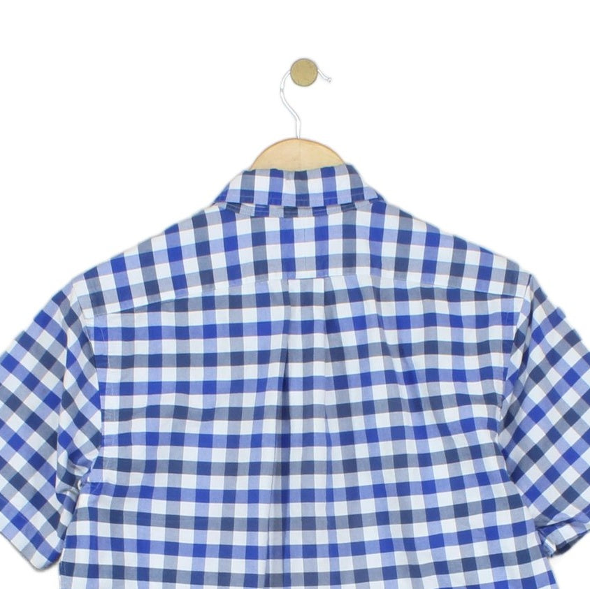 Mens Shirt Short Sleeve Button Down Check