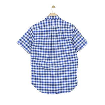 Mens Shirt Short Sleeve Button Down Check