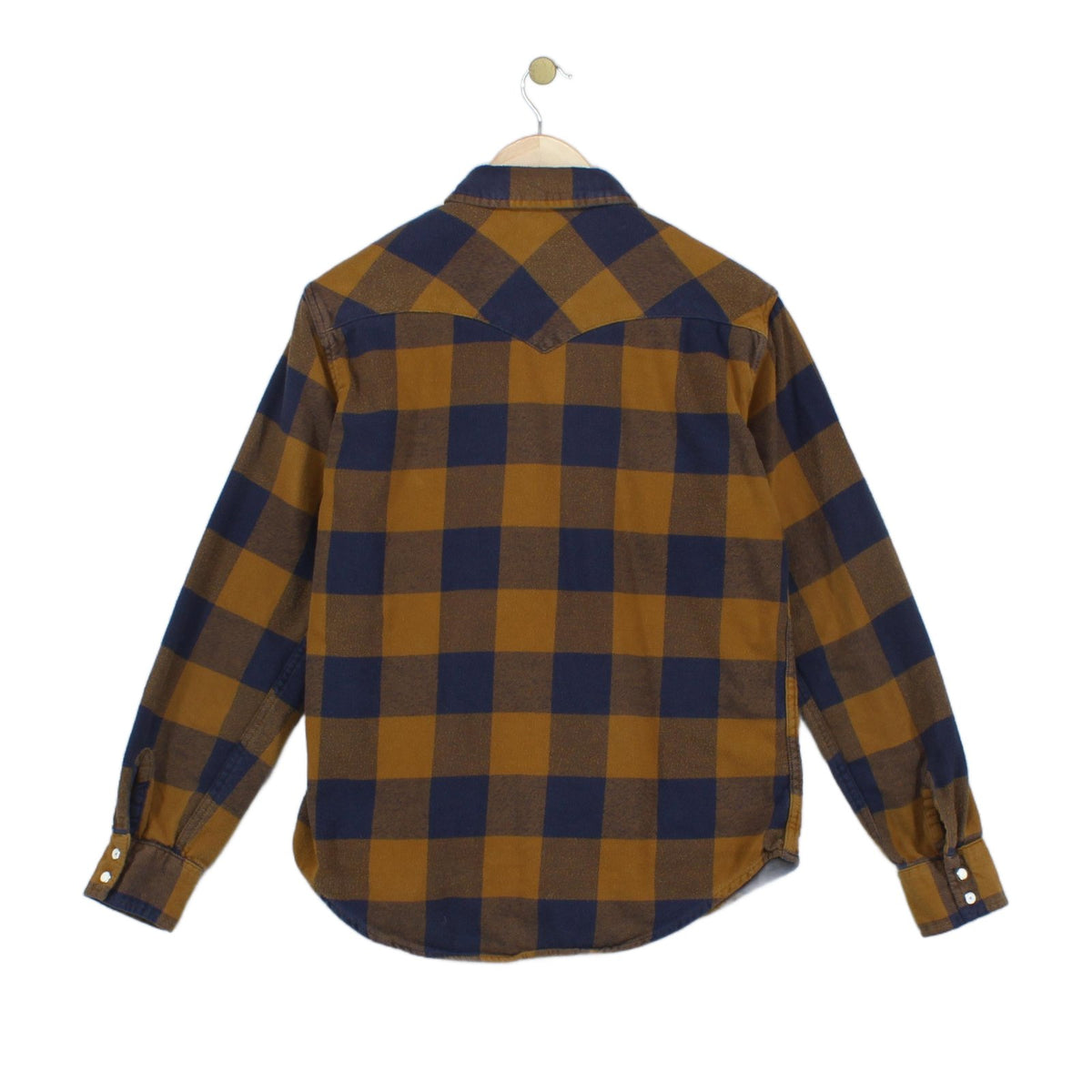 Mens Flannel Plaid Shirt Snap Long Sleeve