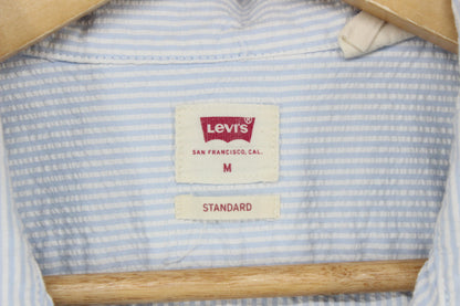 Mens Striped Shirt Short Sleeve Button Up