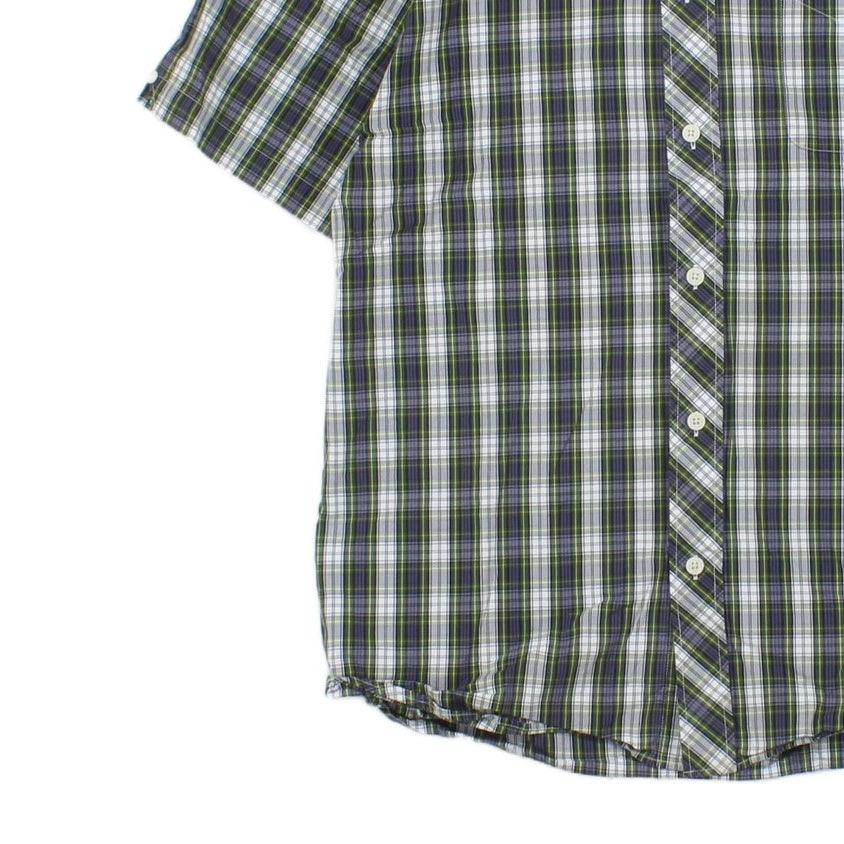 Mens Plaid Shirt Button Up Short Sleeve