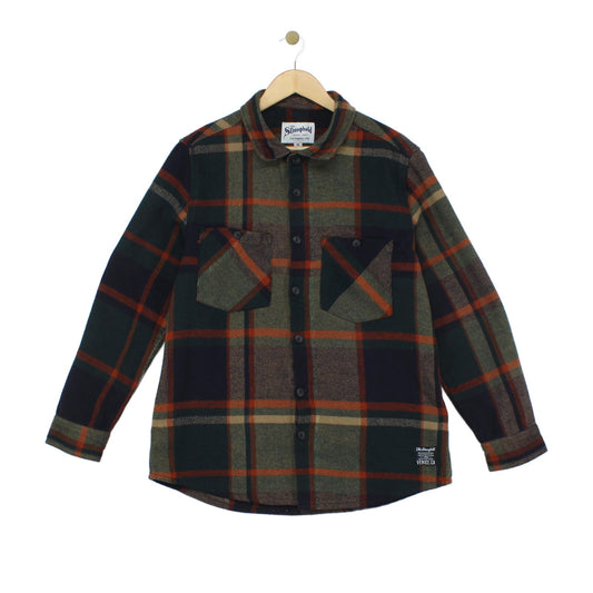 Mens Flannel Plaid Overshirt Long Sleeve