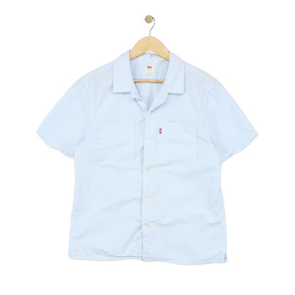 Mens Striped Shirt Short Sleeve Button Up