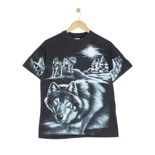 Mens All Over Print T-Shirt Usa Made Wolf Graphic