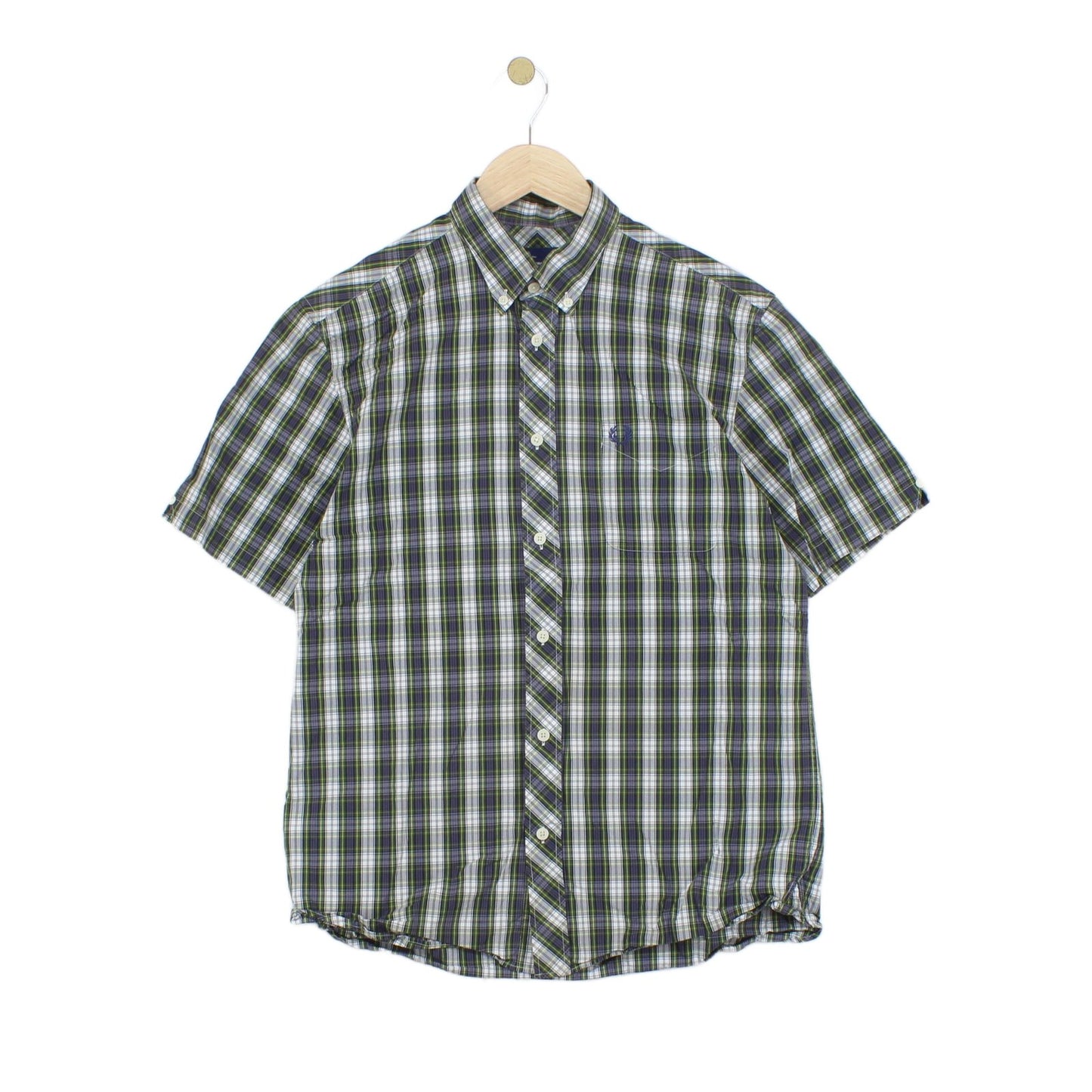 Mens Plaid Shirt Button Up Short Sleeve