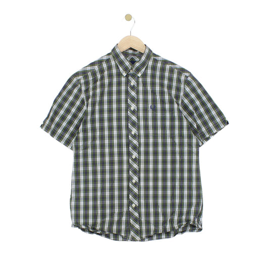 Mens Plaid Shirt Button Up Short Sleeve