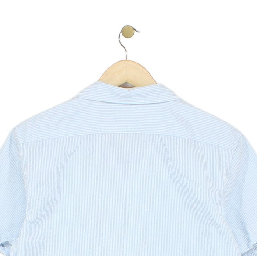 Mens Striped Shirt Short Sleeve Button Up