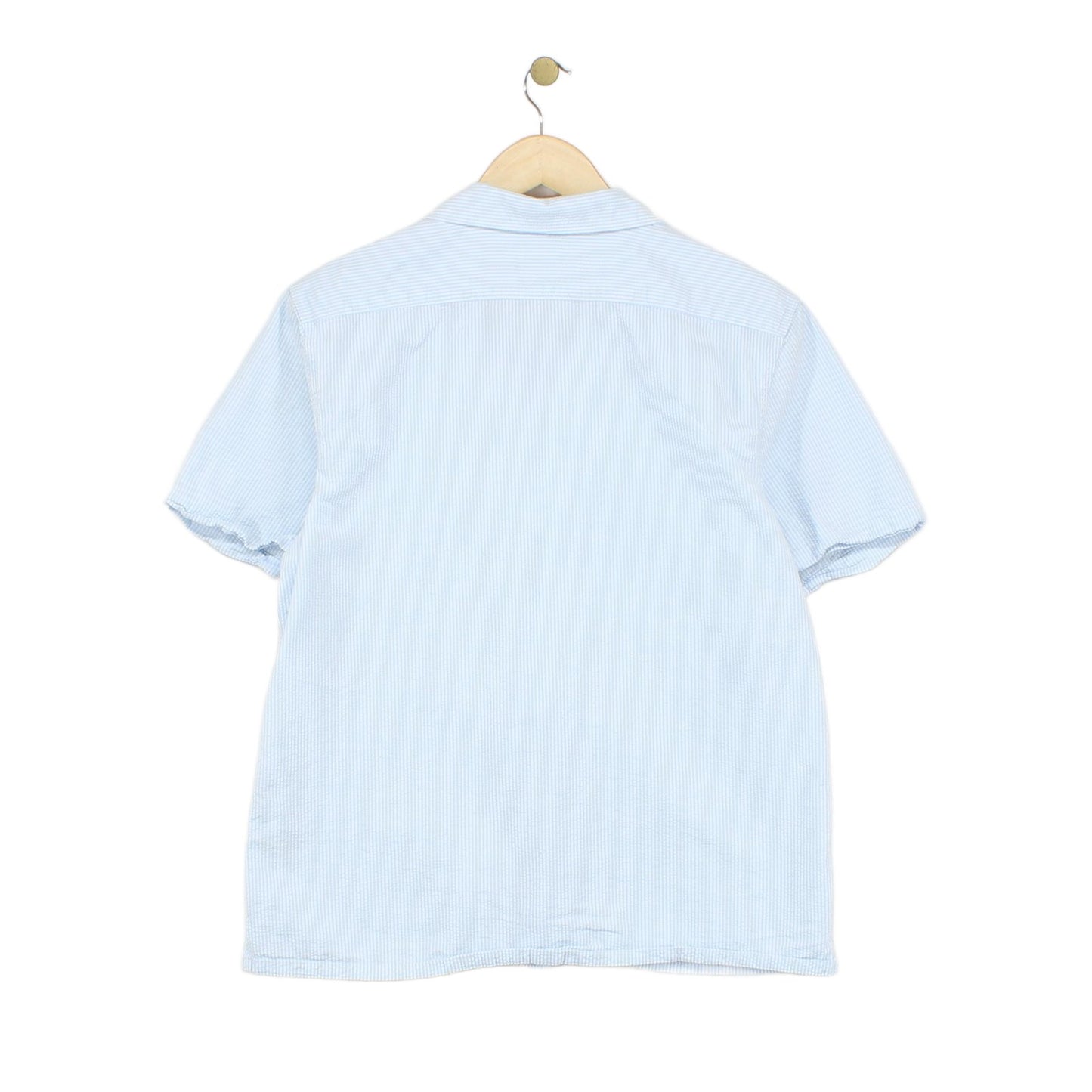Mens Striped Shirt Short Sleeve Button Up