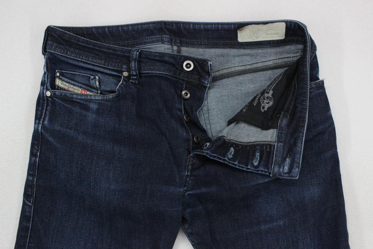 Mens Buster Jeans Regular Slim Tapered Denim
