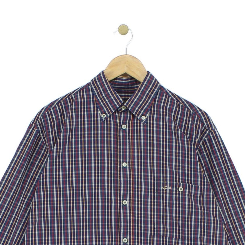 Mens Check Shirt Button Up Long Sleeve