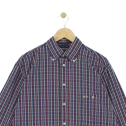 Mens Check Shirt Button Up Long Sleeve