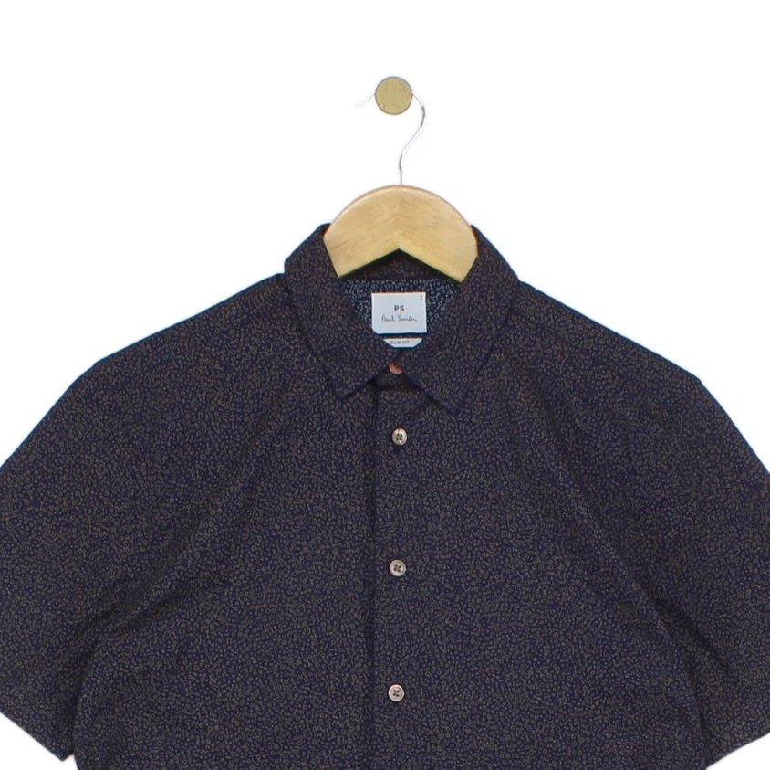Mens Patterned Shirt Slim Fit Short Sleeve