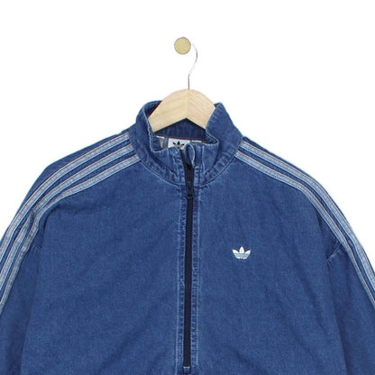 Womens 1/4 Zip Jacket Oversized Fit Striped Sleeves Cotton