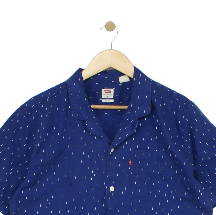 Mens Patterned Shirt Button Up Short Sleeve Relaxed