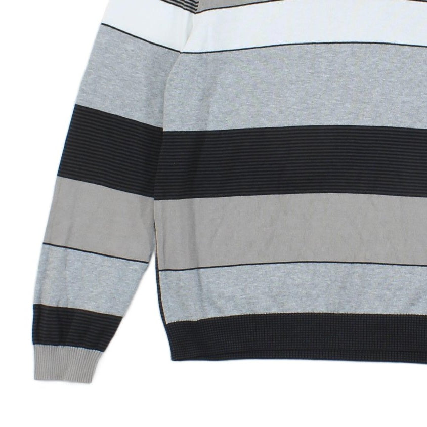 Mens Striped Jumper Crew Neck Ribbed Knit