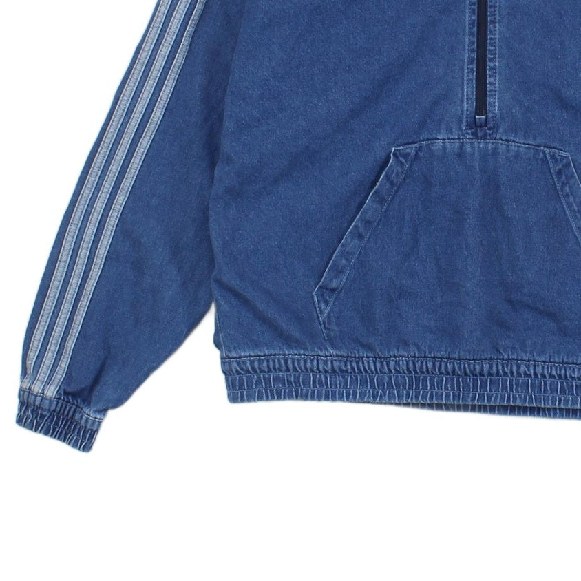 Womens 1/4 Zip Jacket Oversized Fit Striped Sleeves Cotton