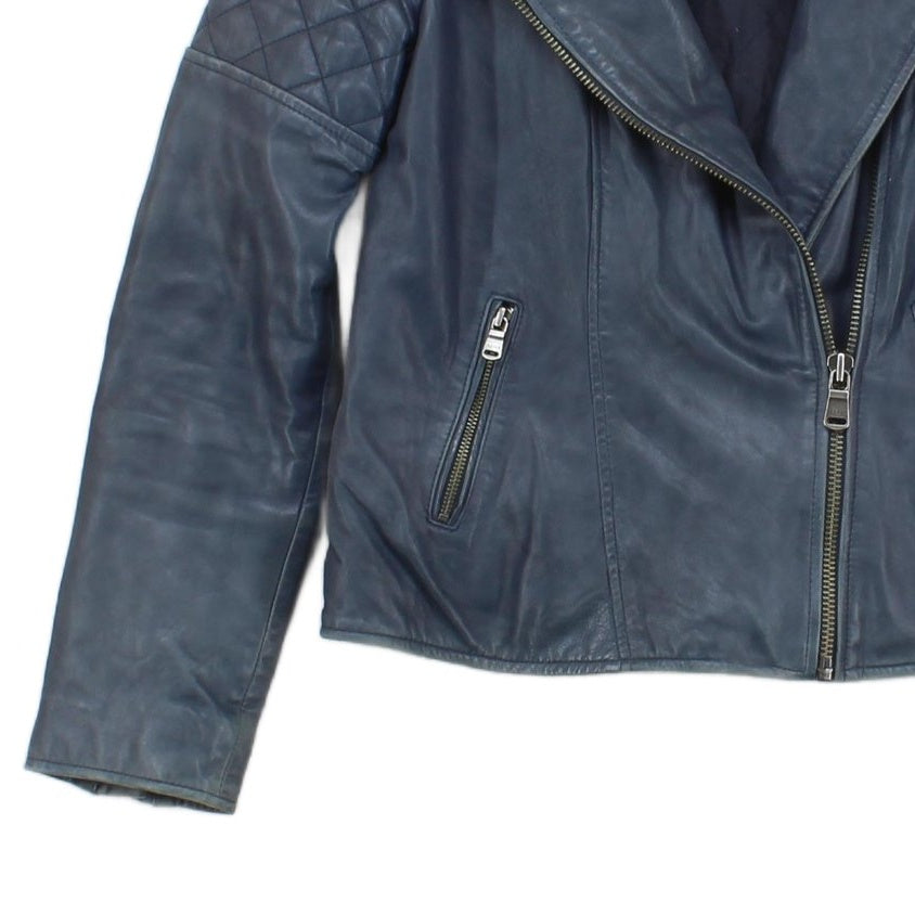 Womens Leather Jacket Biker Full Zip