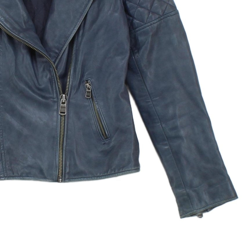 Womens Leather Jacket Biker Full Zip