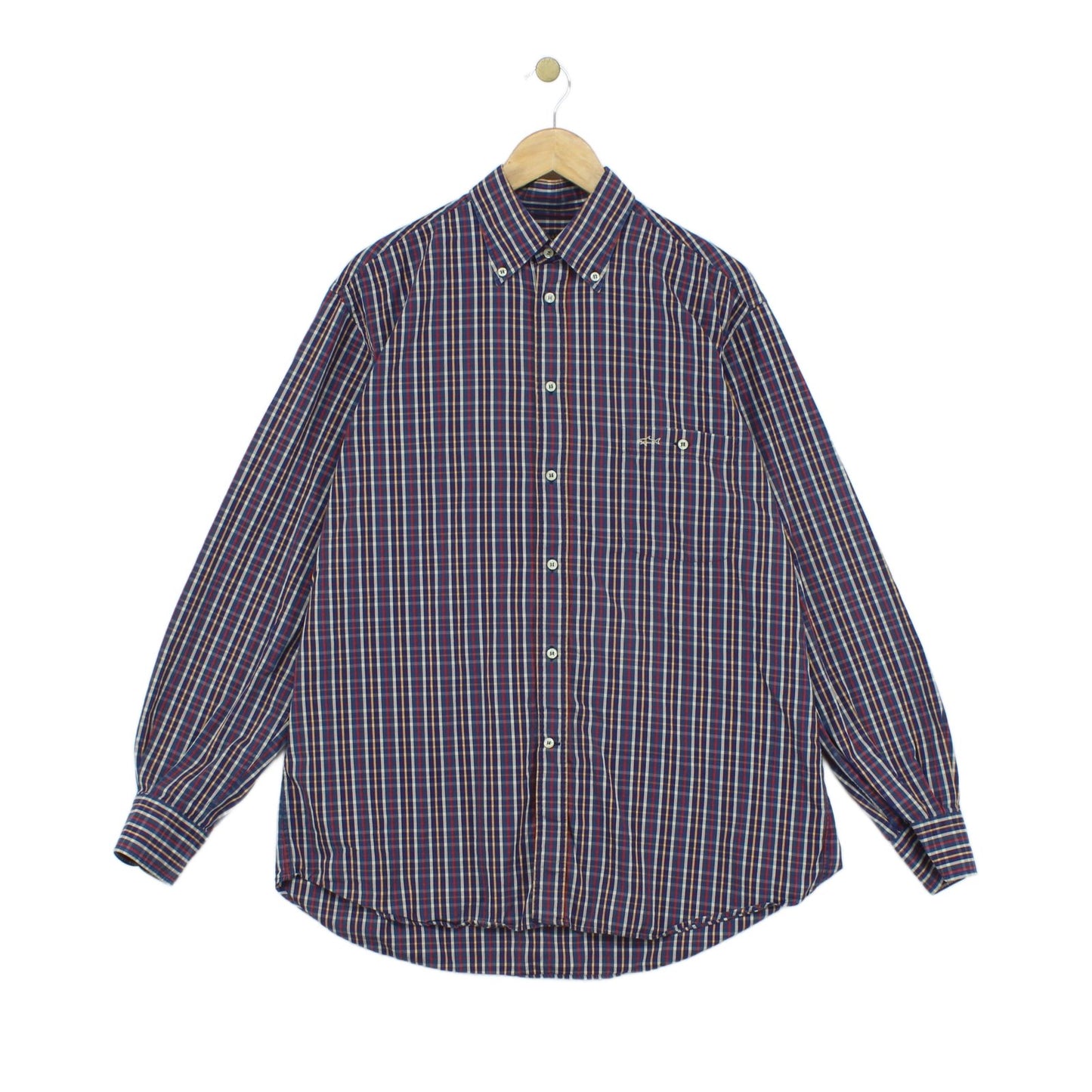 Mens Check Shirt Button Up Long Sleeve