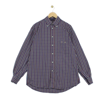 Mens Check Shirt Button Up Long Sleeve
