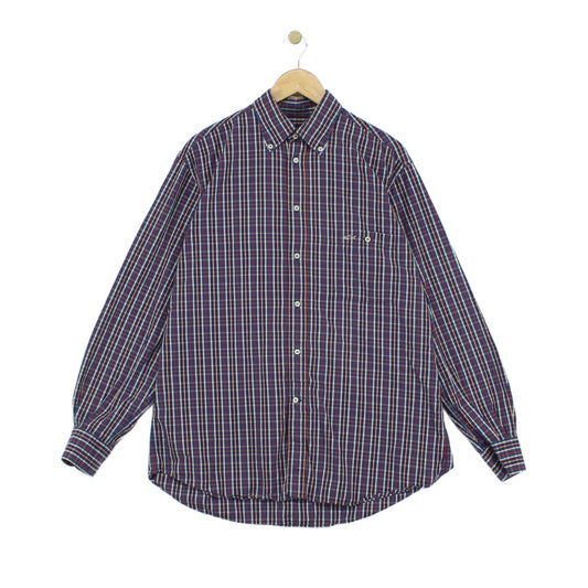 Mens Check Shirt Button Up Long Sleeve