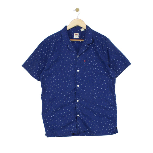 Mens Patterned Shirt Button Up Short Sleeve Relaxed